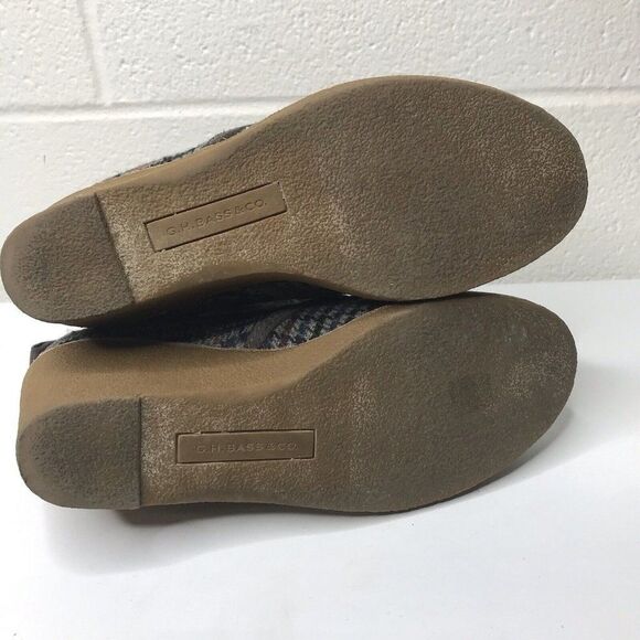 G. H. Bass & Co. Womens Gray Houndstooth Plaid Lace Up Wedge Booties Size 8M - Picture 11 of 12